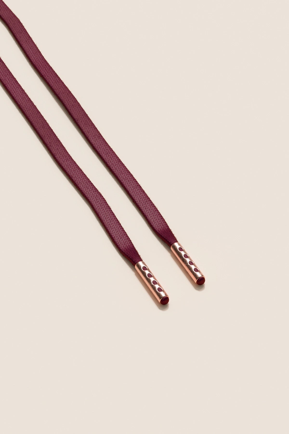 Senkels Bordeaux 3mm Flat Waxed Shoelaces with Rose Gold Aglets