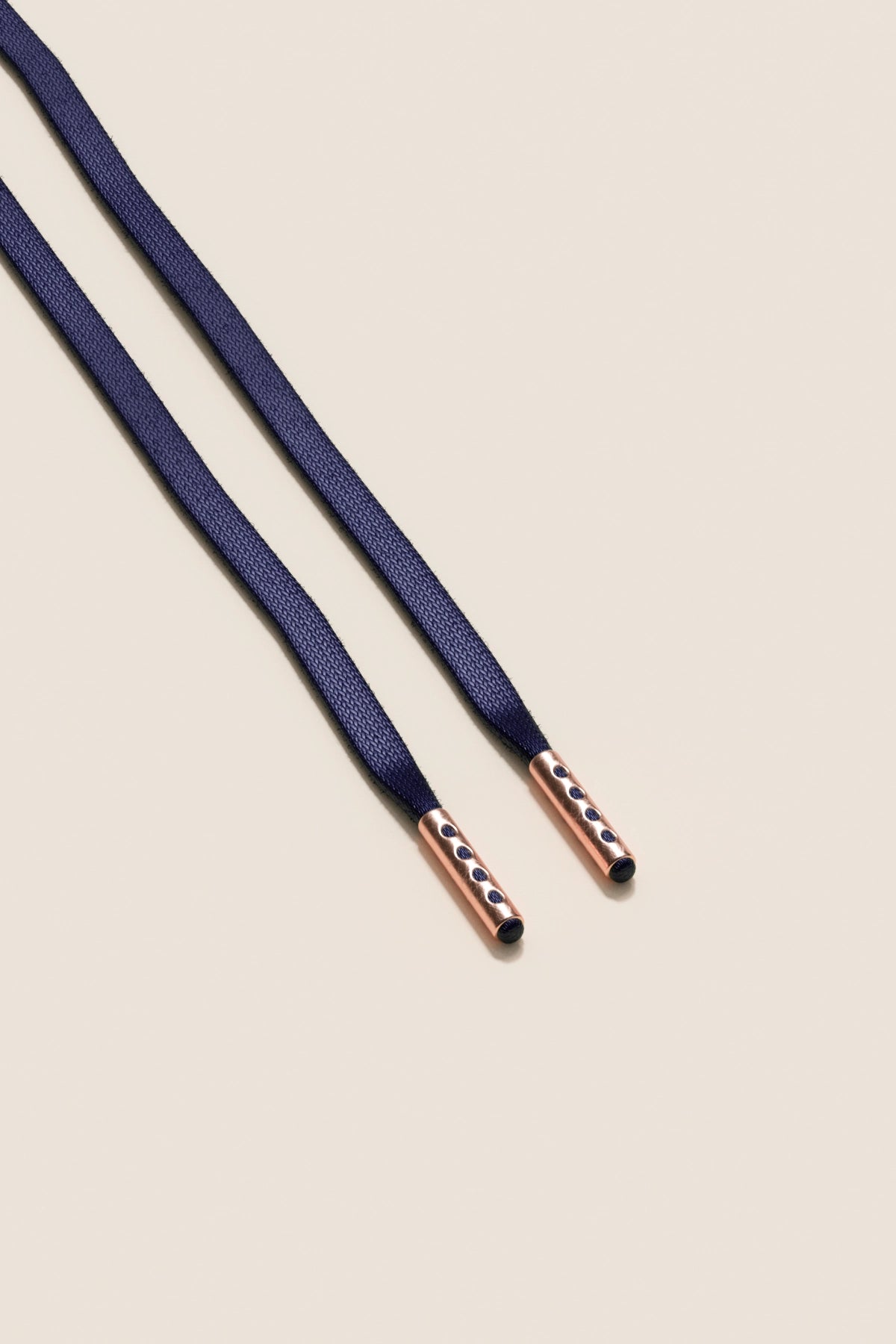 Senkels Bleu Foncé 3mm Lacets Cirés Plats avec Ferrets en Or Rose