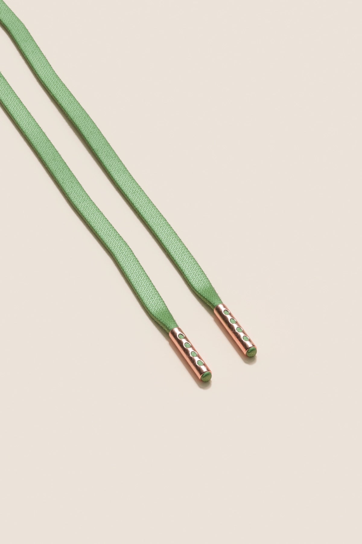 Senkels Vert Herbe 3mm Lacets Cirés Plats avec Ferrets en Or Rose