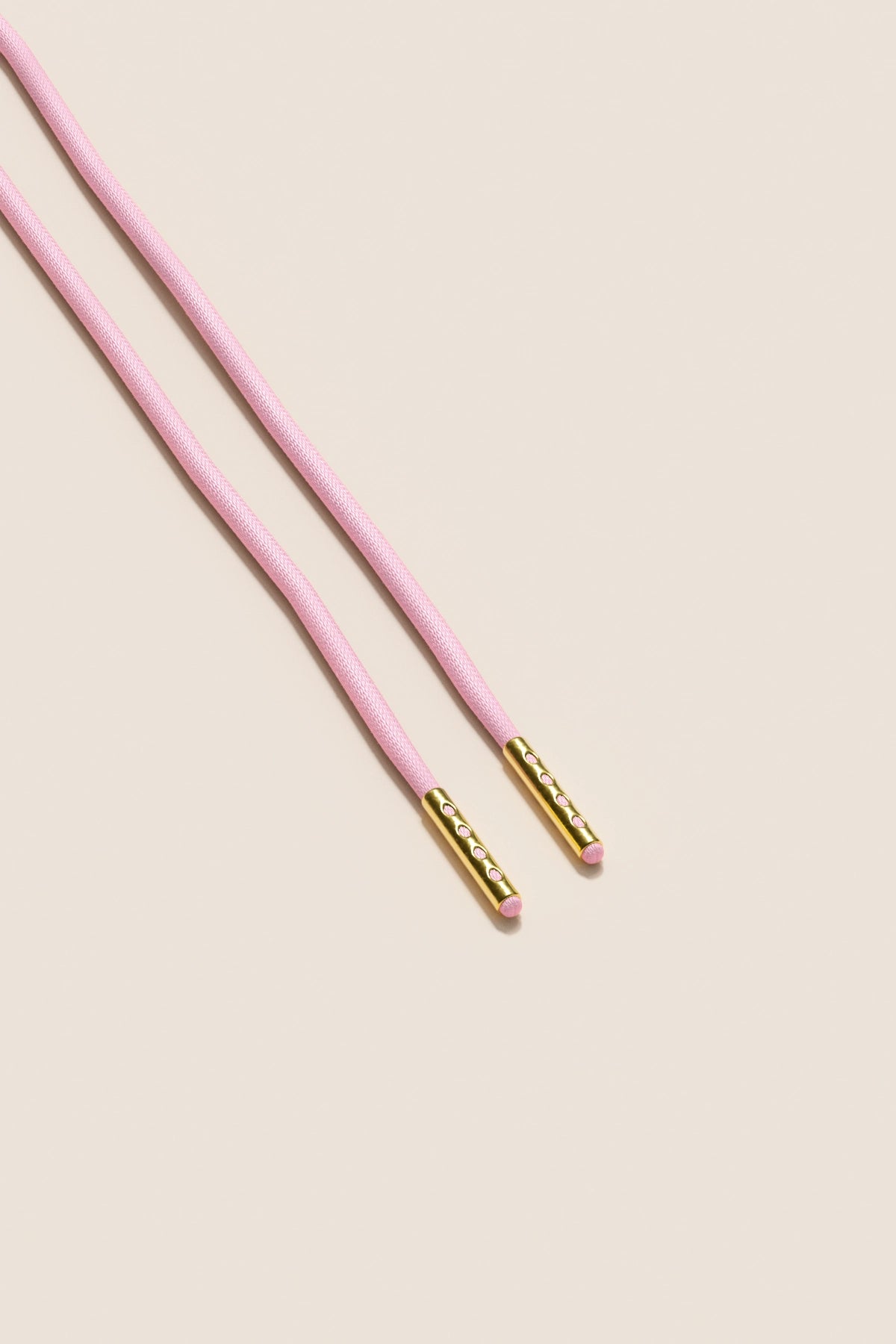 Senkels Pastel Pink 2.5mm Round Waxed Shoelaces with Gold Aglets