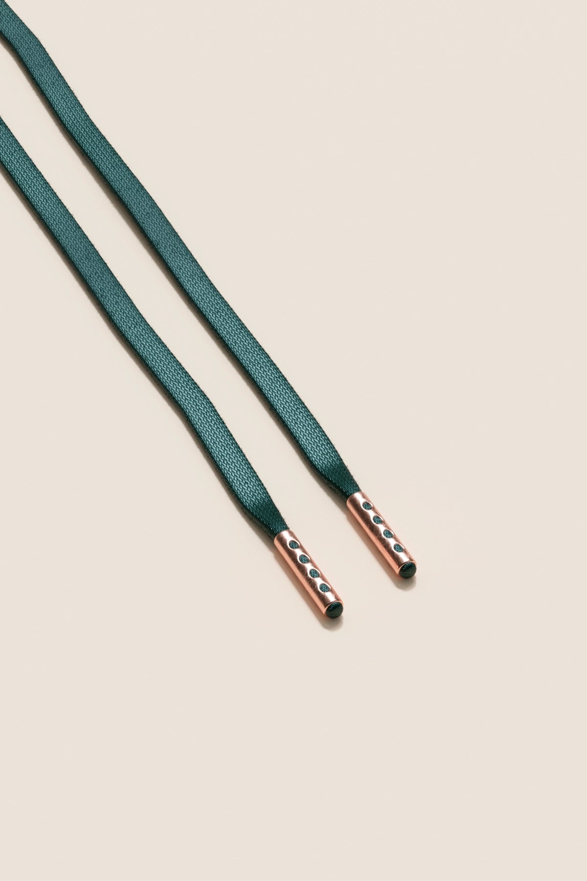 Senkels Vert Pin 3mm Lacets Cirés Plats avec Ferrets en Or Rose