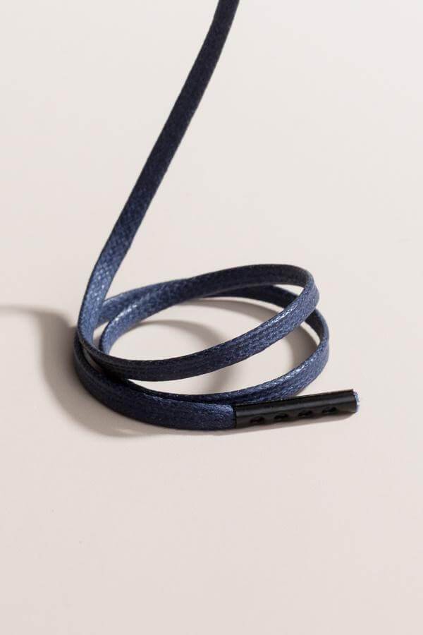 Bleu Foncé - 3mm Lacets Cirés Plats
