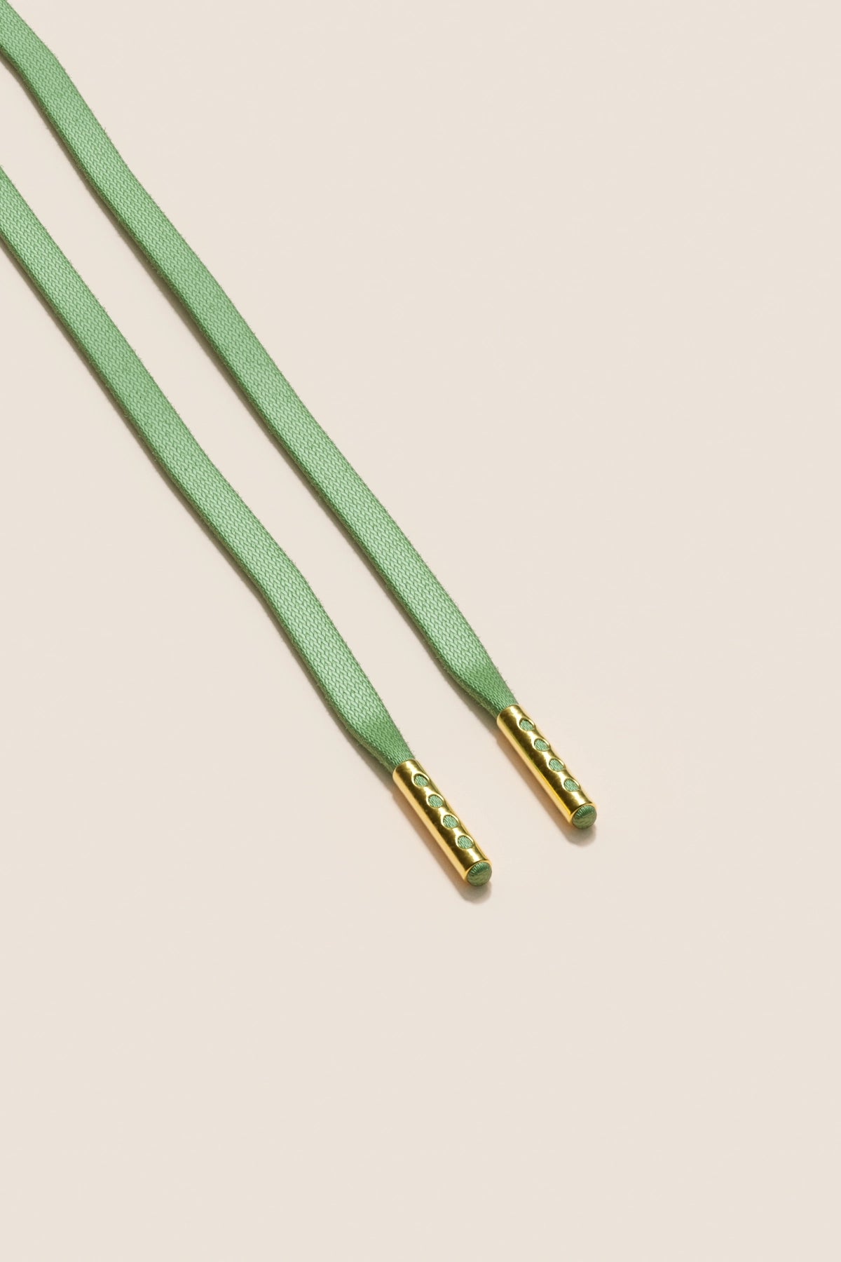 Senkels Vert Herbe 3mm Lacets Cirés Plats avec Ferrets Dorés