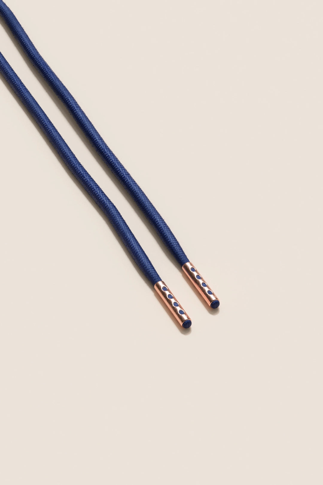 Senkels Navy 4mm Round Waxed Shoelaces with Rose Gold Aglets