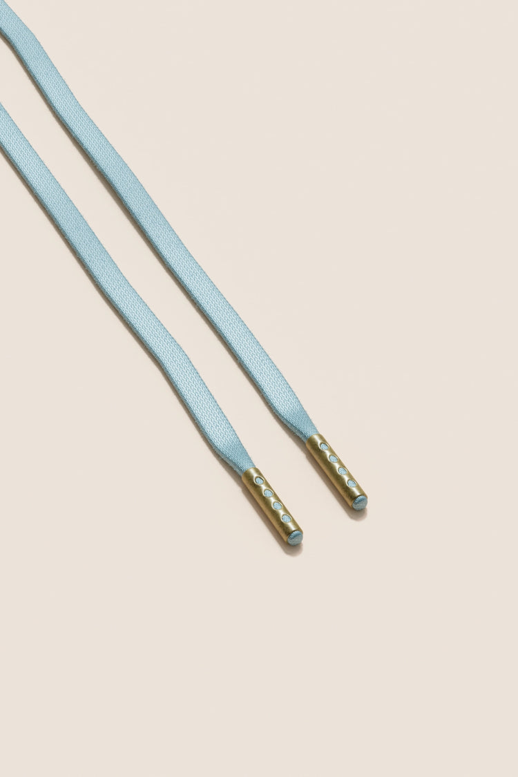 Senkels Pastel Blue 3mm Flat Waxed Shoelaces with Brass Aglets