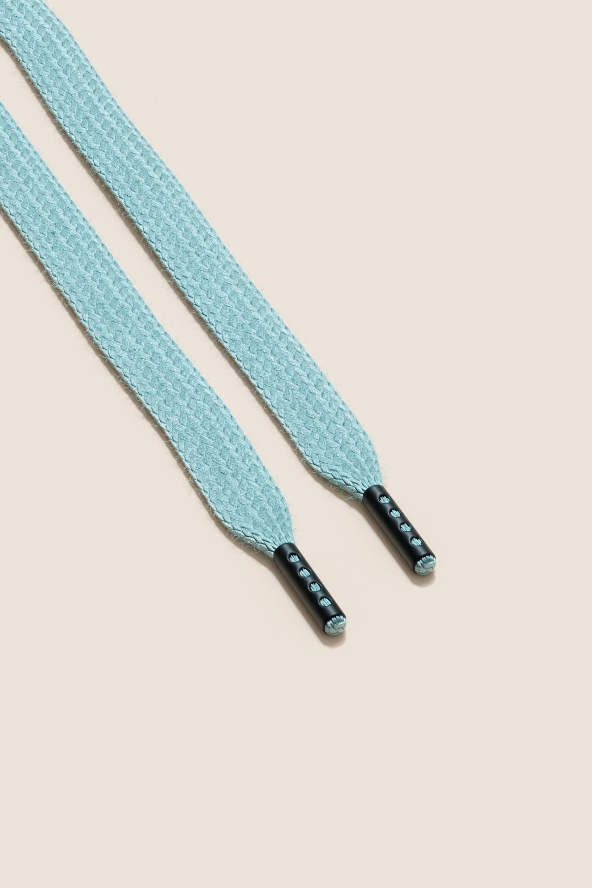 Senkels Pastel Blue Sneaker Shoelaces with Black Matte Aglets