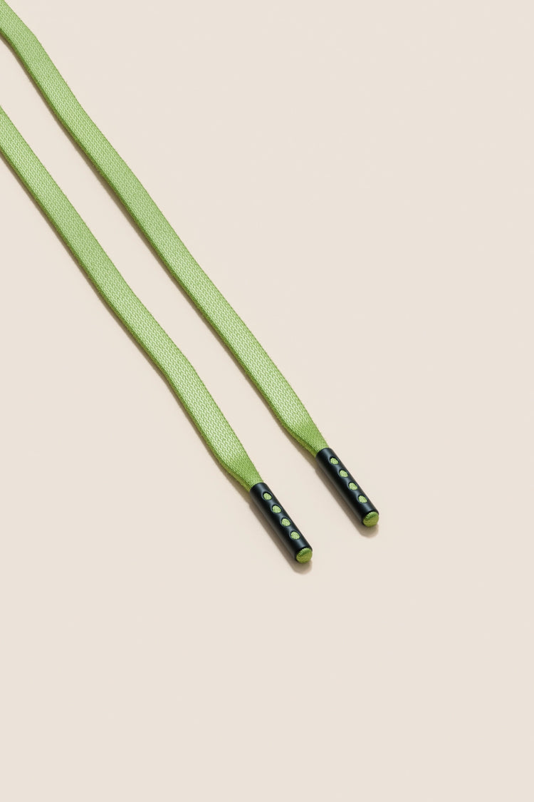 Senkels Pastel Green 3mm Flat Waxed Shoelaces with Black Matte Aglets