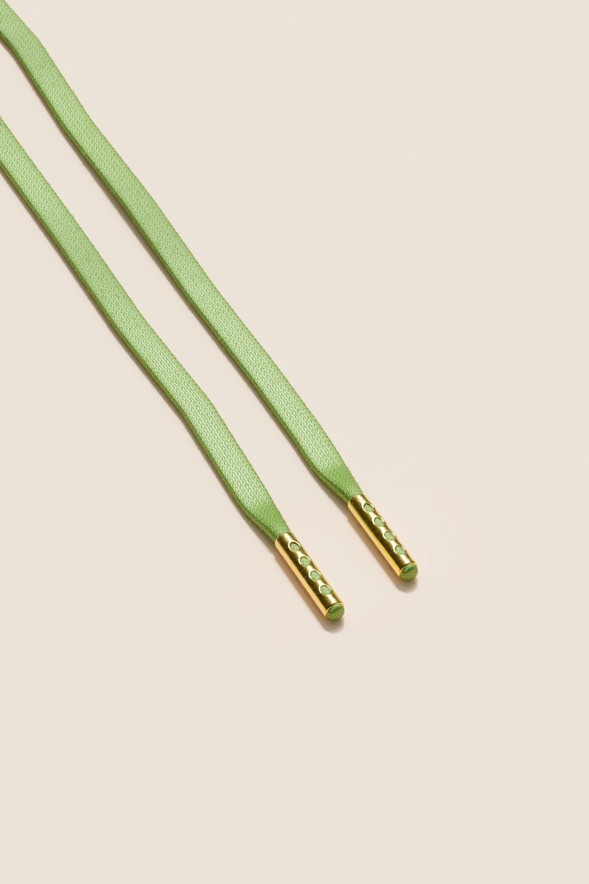Senkels Pastel Green 3mm Flat Waxed Shoelaces with Gold Aglets