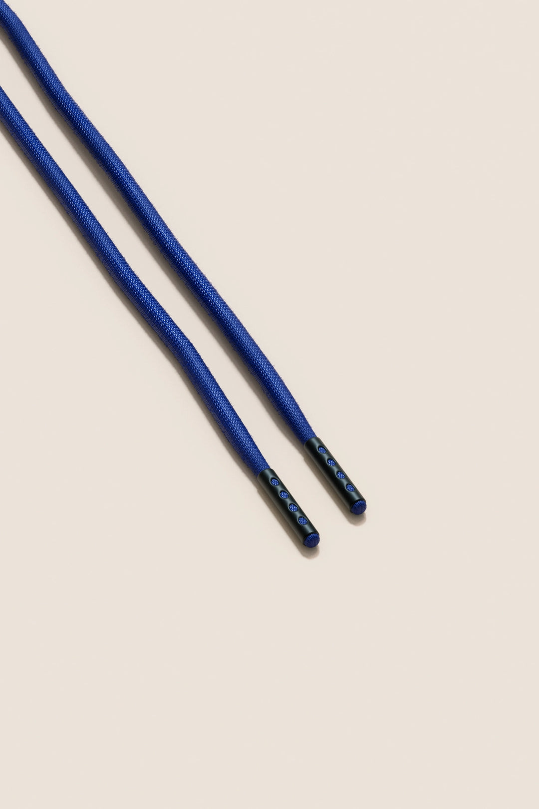 Senkels Sapphire Blue 4mm Round Waxed Shoelaces with Black Matte Aglets