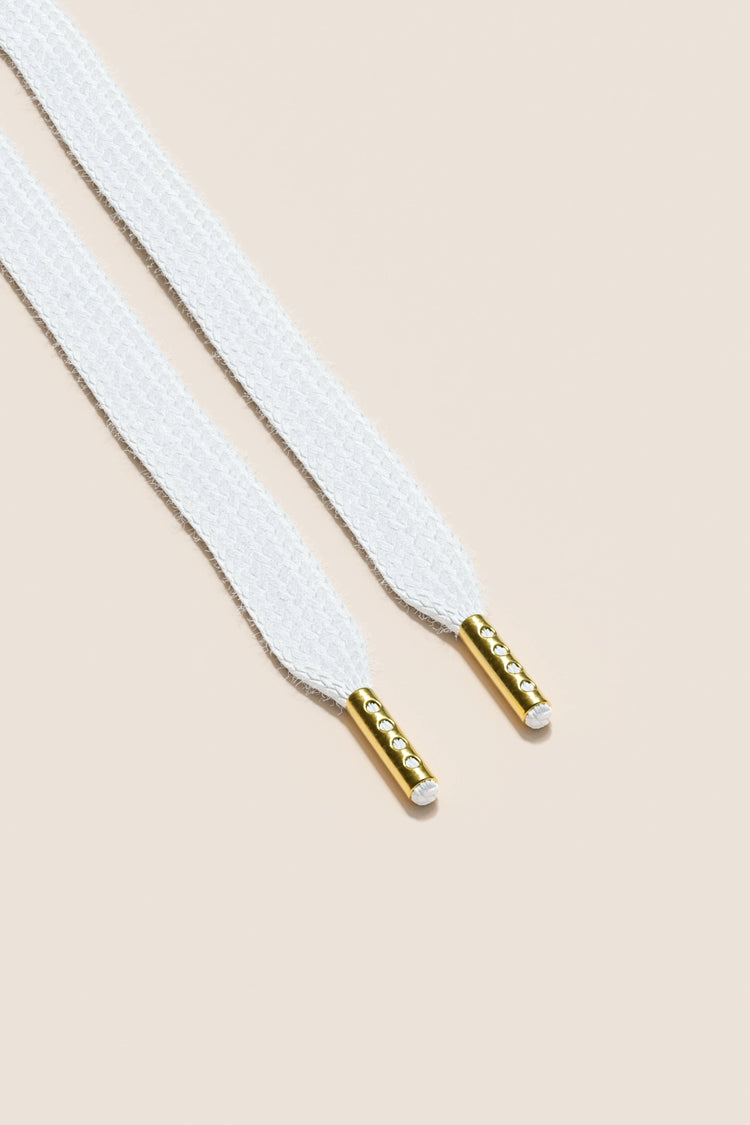 Senkels White Sneaker Shoelaces with Gold Aglets