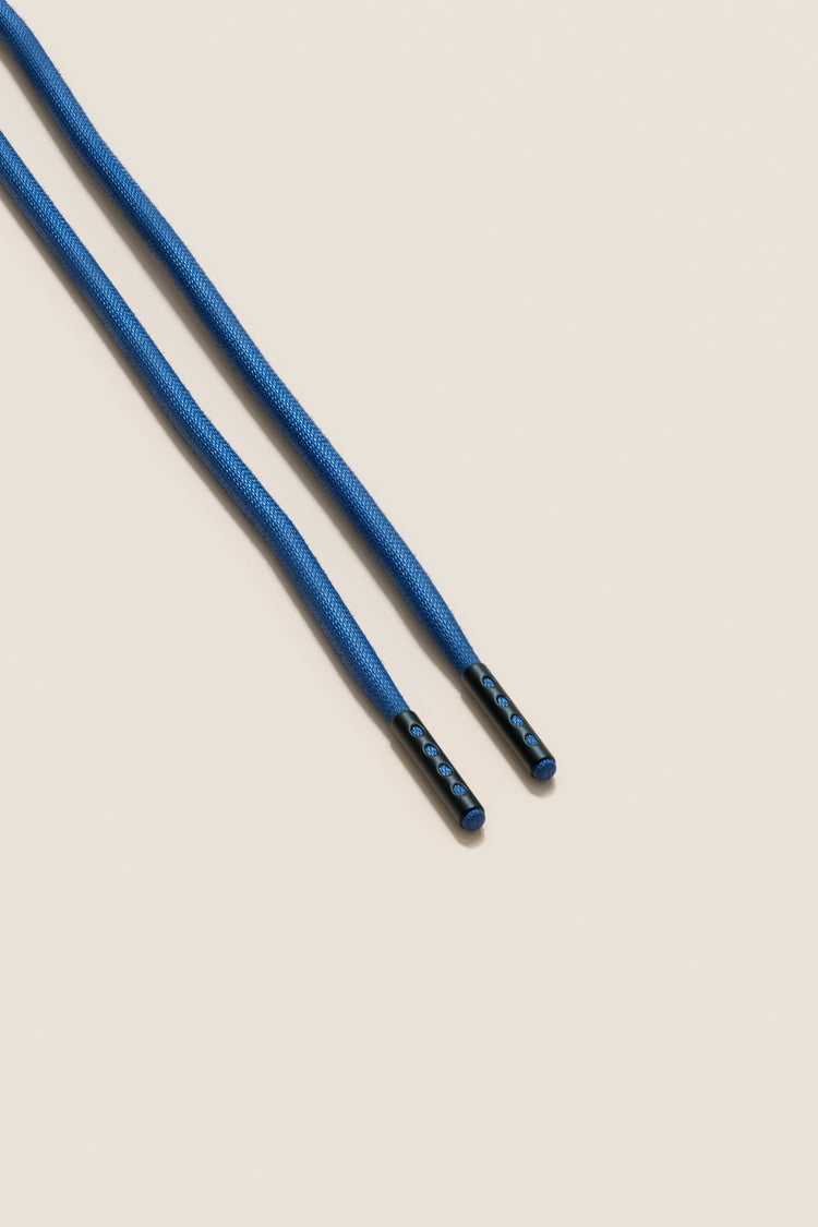 Senkels Yale Blue 4mm Round Waxed Shoelaces with Black Matte Aglets
