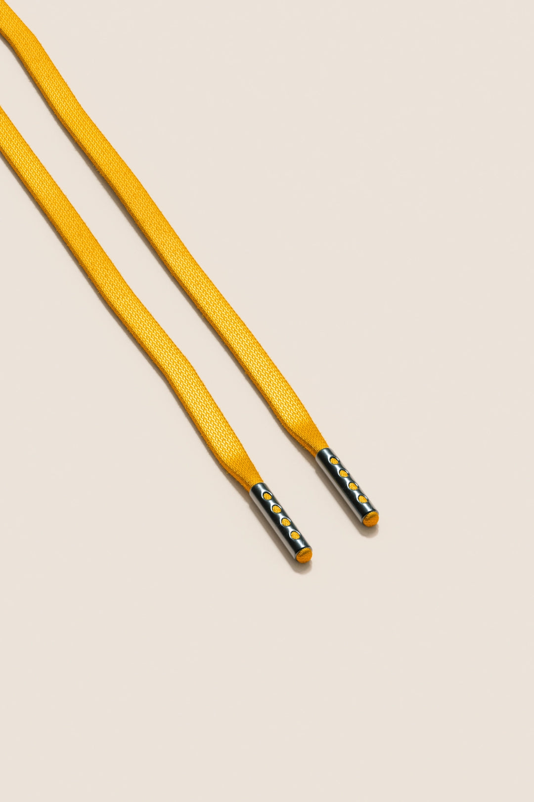 Senkels Yellow 3mm Flat Waxed Shoelaces with Black Nickel Aglets