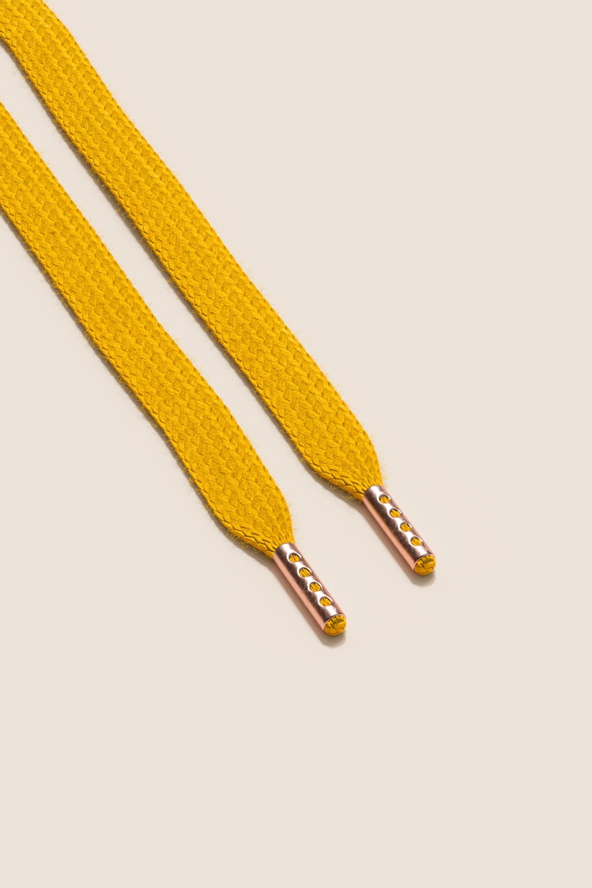 Senkels Yellow Sneaker Shoelaces with Rose Gold Aglets