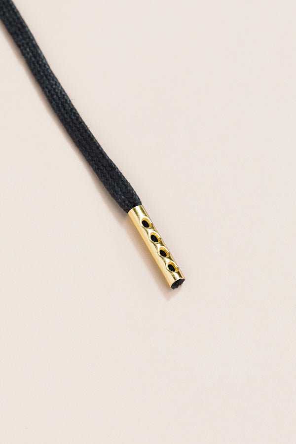Black - 4mm round waxed shoelaces for boots and shoes made from 100% organic cotton - Senkels