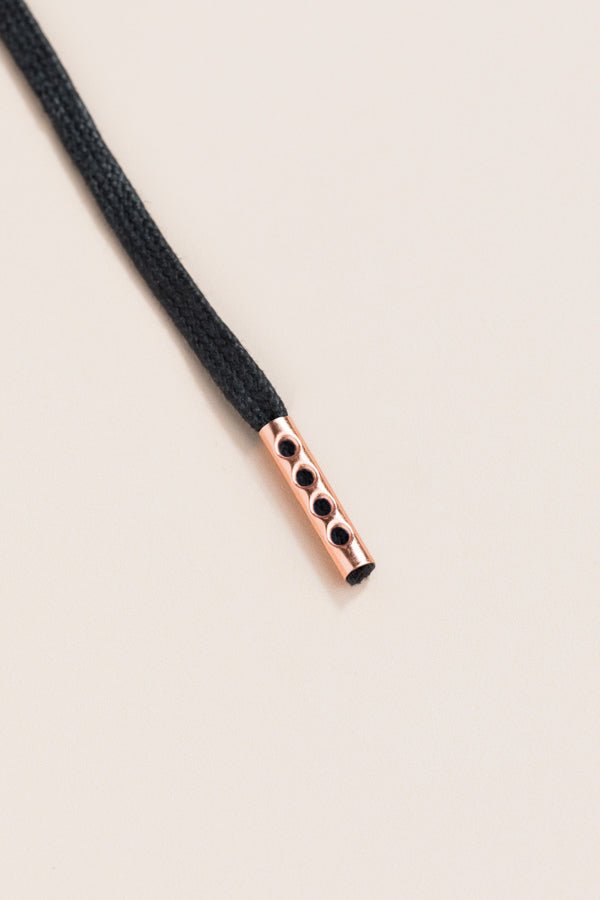 Black - 4mm round waxed shoelaces for boots and shoes made from 100% organic cotton - Senkels