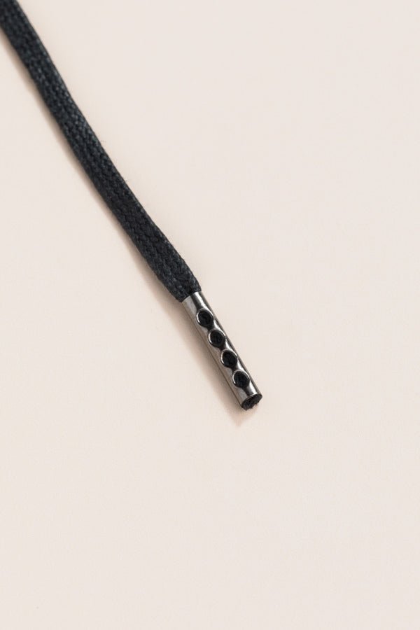 Black - 4mm round waxed shoelaces for boots and shoes made from 100% organic cotton - Senkels