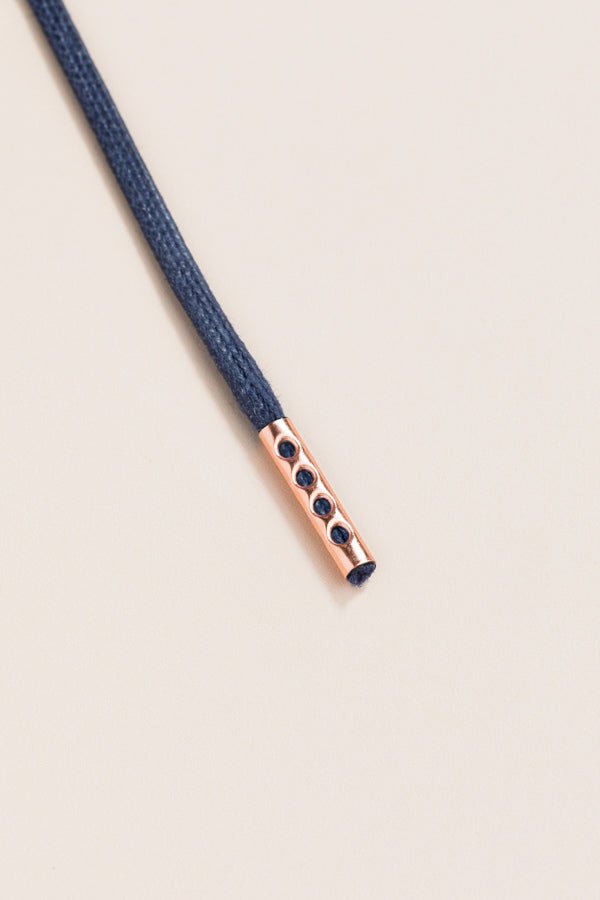 Dark Blue - 4mm round waxed shoelaces for boots and shoes made from 100% organic cotton - Senkels