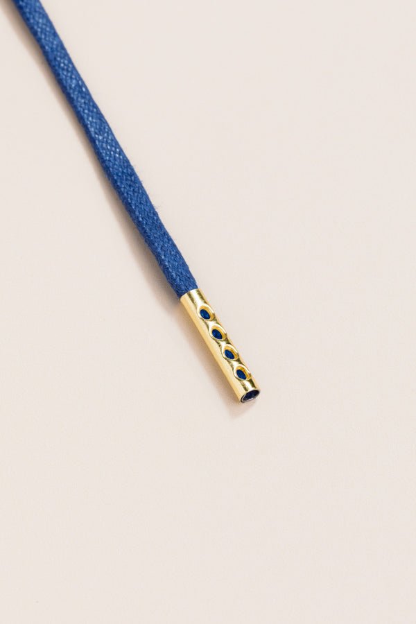 Navy Blue - 4mm round waxed shoelaces for boots and shoes made from 100% organic cotton - Senkels