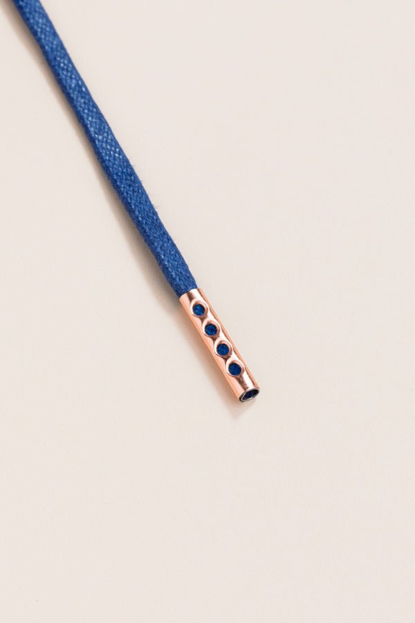Navy Blue - 4mm round waxed shoelaces for boots and shoes made from 100% organic cotton - Senkels