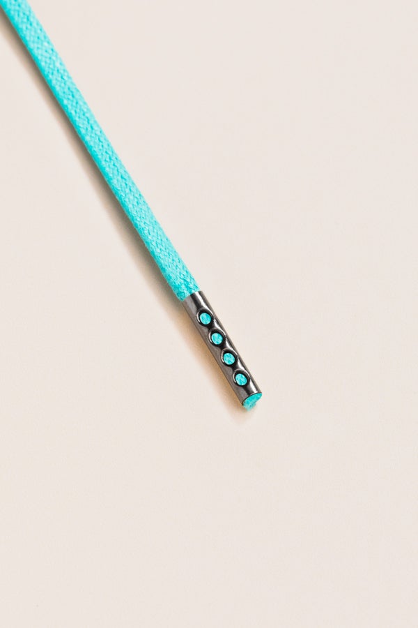 Turquoise - 4mm round waxed shoelaces for boots and shoes made from 100% organic cotton - Senkels