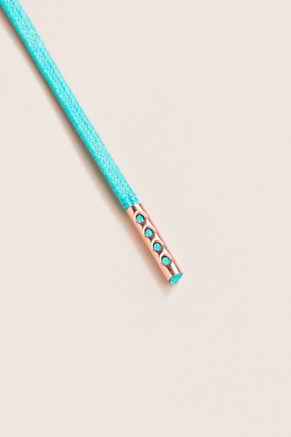Turquoise - 4mm round waxed shoelaces for boots and shoes made from 100% organic cotton - Senkels