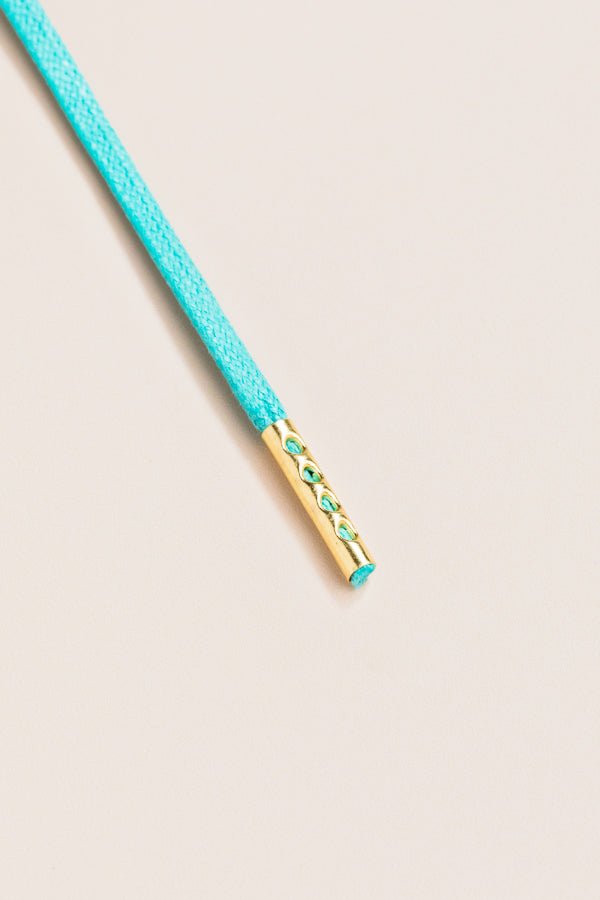 Turquoise - 4mm round waxed shoelaces for boots and shoes made from 100% organic cotton - Senkels